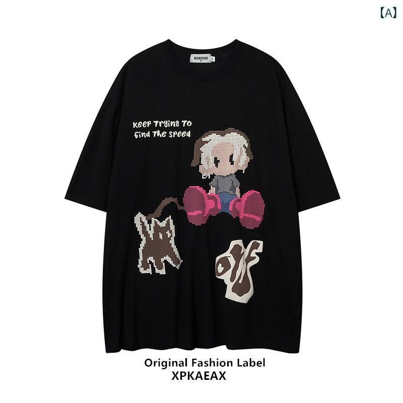 Tシャツ　レディース　かわいい XPKAEAX かわいい アメリカン プリント Tシャツ 男女兼用 カップル向け ナショナル ゆったり 半袖