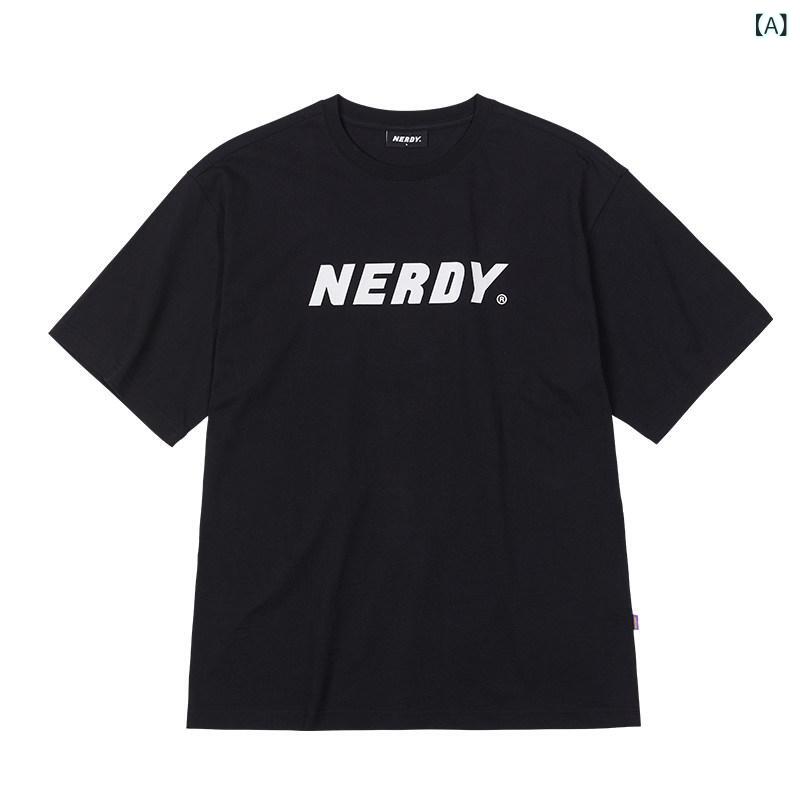 Tシャツ　レディース　かわいい NERDY 2024 夏 カップル ウェア 半袖 レディース キャンディーカラー ゆったり カジュアル Tシャツ ラウンドネック レター プリント トップス