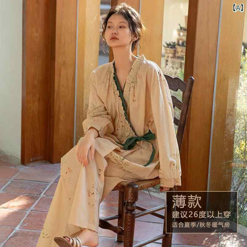 レディース　パジャマ　スウェット　上下 Zumas パジャマ レディース 綿 春秋冬 2025 チャイナ風 漢服 ホームウェア スーツ 外 着 可能 長袖