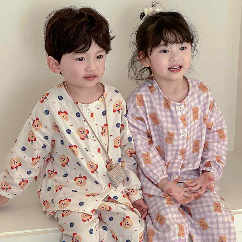 子供用 パジャマ セット 100%綿 ・柑通柄 吸湿速乾 通気性 耐洗い 家居服 部屋着 妊婦対応 乳幼児安全 柔らかい 肌触り