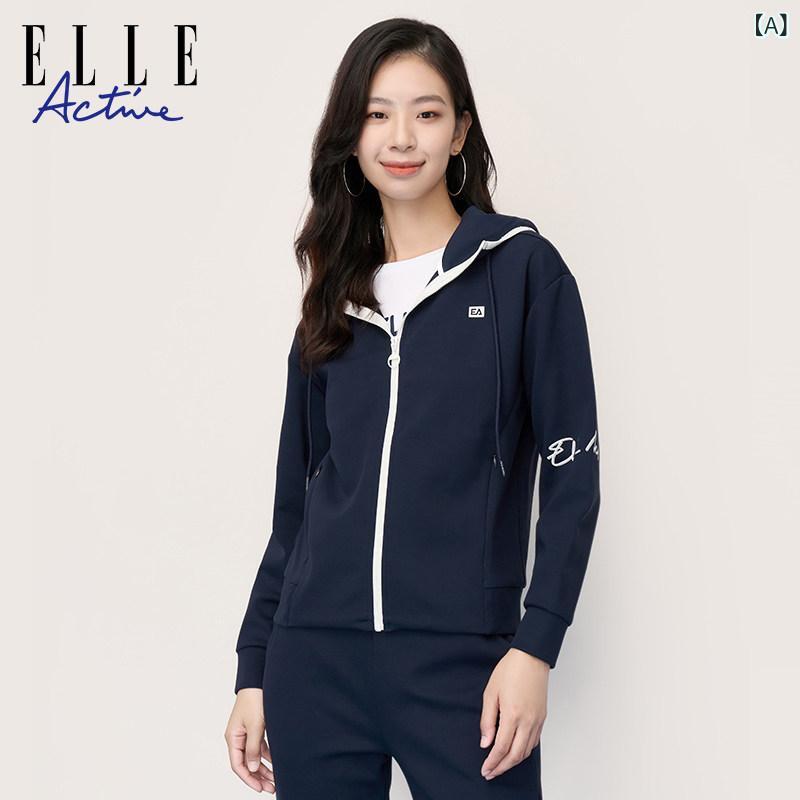 パーカー ボンネット付き添い人 編み物 ELLE 積極的 ファスナー ボンネット付き添い人 遊撃手 上衣 レディース 2025 時間 心地好い 運動競技 プルオーバー ジレー か細い相応う セーター-レディースファッション