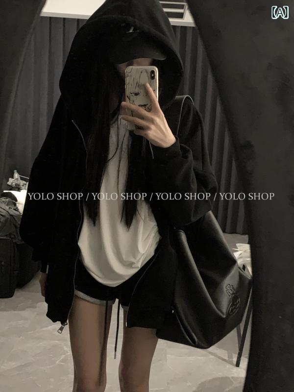 パーカー　フード付き　ニット YOLO SHOPの 店主は ゆったり フード付き セーター カーディガンジャケット レディース 春夏 厚手 トップスが 大好きです｜SEIYUショップ