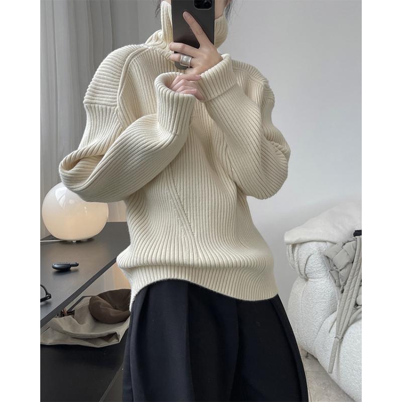 編み物プルオーバー レディース 秋冬 ハイネック ゆったり影ぼうし 相応う か細い成り行き 保暖 好いたらしい 今めかしい トップス 情の籠もった もの柔らか原料品 日常使い走り