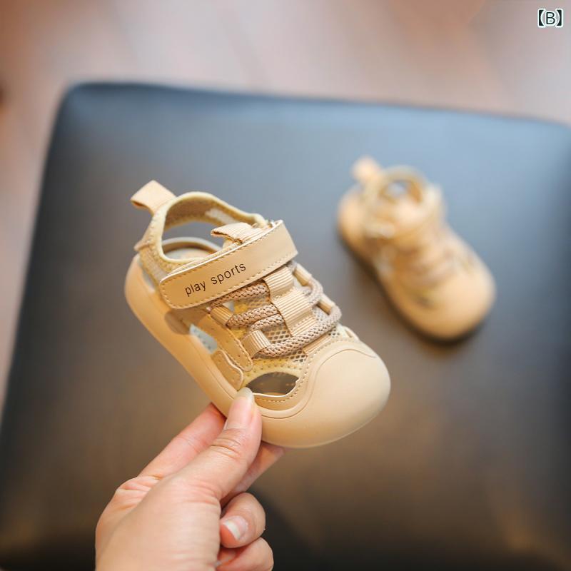 ベビー　シューズ　かわいい 男の 赤ちゃんの 靴 2024 夏 女の子 サンダル 包 頭 ソフト ソール 子供 通気性 メッシュ ベビー 幼児の