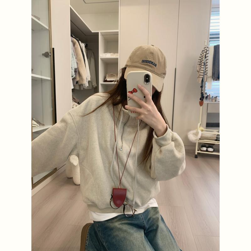 フリース トップス ファスナー Xuxury 秋冬 朦々たる 照明ランプ色合い スウェーター レディース / 二分の一 ジップ 冬 マッチング トップス