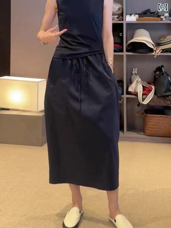 レディース スコート 御機嫌酉の方角 ネイビーブルーの ドローストリング 御花 バッド スコート レディース 夏 2025 新型 ゆったり か細い ハイエンド うしろ側 細長い切口スコート