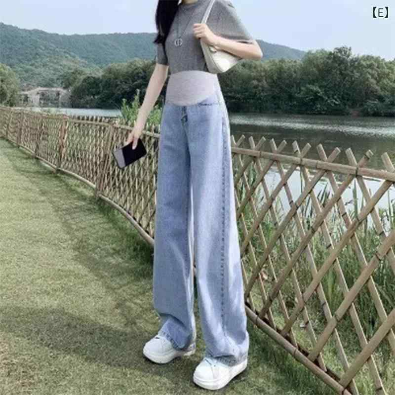 パンツ　スウェット　妊婦 春秋用の マタニティ ストレート パンツ アウター用の ホワイト ジーンズ ゆったり ワイド レッグの 妊婦用 お腹 サポート レギンス 冬用 裏起毛