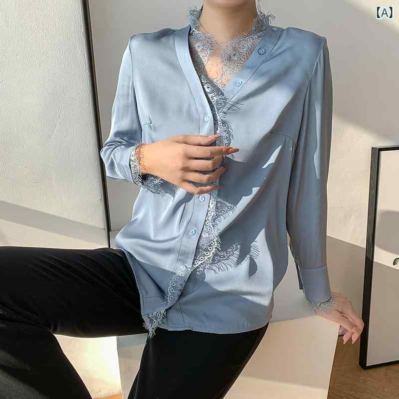 レディース　シャツ　レース お 買い得 品 女性用 100 % マルベリー シルクシャツ トップス レース 万能 シルク な レトロ