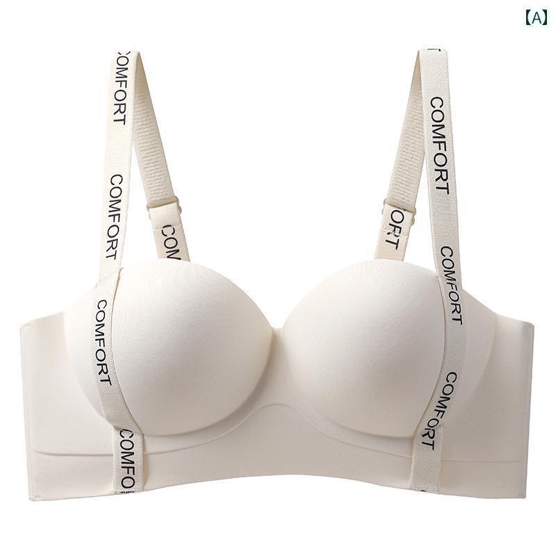 女性用 シームレス 下着 小さい 胸を 寄せ 集めた クイーン レター ショルダーストラップが 外側への 膨張と 横 乳の 垂れ下がりを 防ぎます。