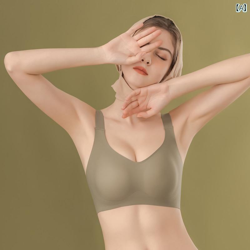 ブラジャー うしろ帯 思春期  夏 薄っぺら シームレス 掛け汁 押しとどめる ギャザー 姿勢 乳ぶさ 馬鹿でかい大きさ 馬鹿でかい 胸小 胸 肌付き レディース 運動競技 ブラ