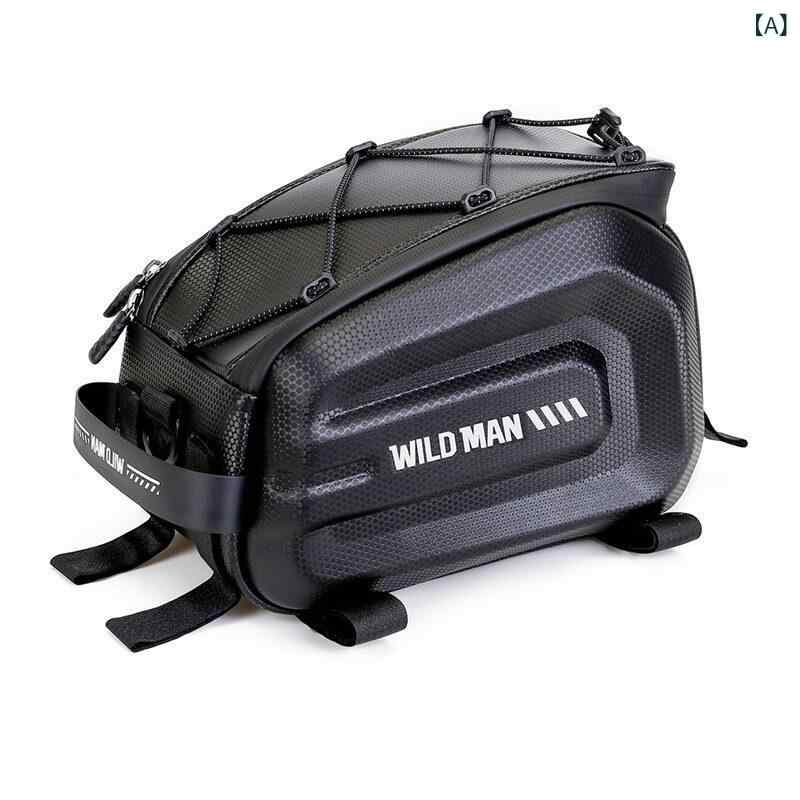 マウンテンバイク　ホルダー　バッグ WILD MAN 防水大容量 ハードシェル 自転車 バッグ リアシェルフ サドルバッグ 電動 車両 後部 座席 ドライバー