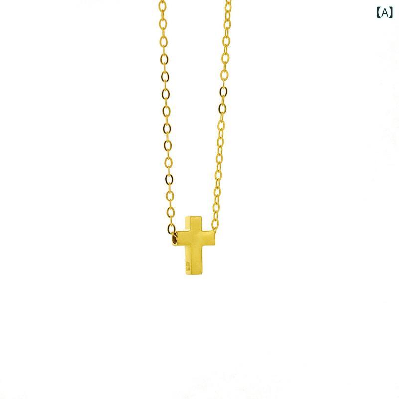 ネックレス　十字架　クロス Lingyu シルバー 925 スター リング ミニ クロス シリーズ 24 K ゴールドメッキ プラチナ ネックレス 鎖骨 チェーン ペンダント 女性