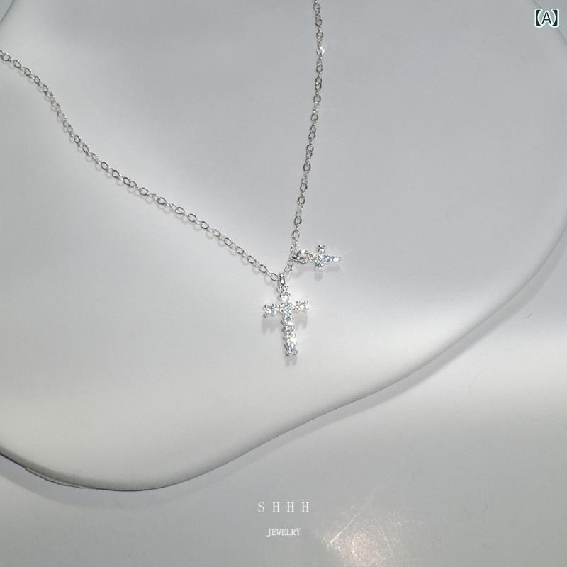 ネックレス　十字架　クロス SHHH / S925 スター リング シルバー クロス ネックレス 男女兼用 BM 同じ スタイル ファイン フラッシュ フル ラインストーン 2024 夏