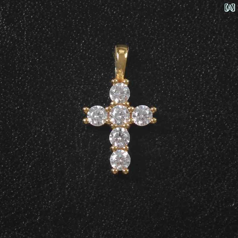 ネックレス　十字架　クロス EYEFUNNY スタイル クロス ラインストーン ペンダント S925 シルバーメッキ 18 K リアルゴールド カップル ネックレス ヒップ ホップ チェーン
