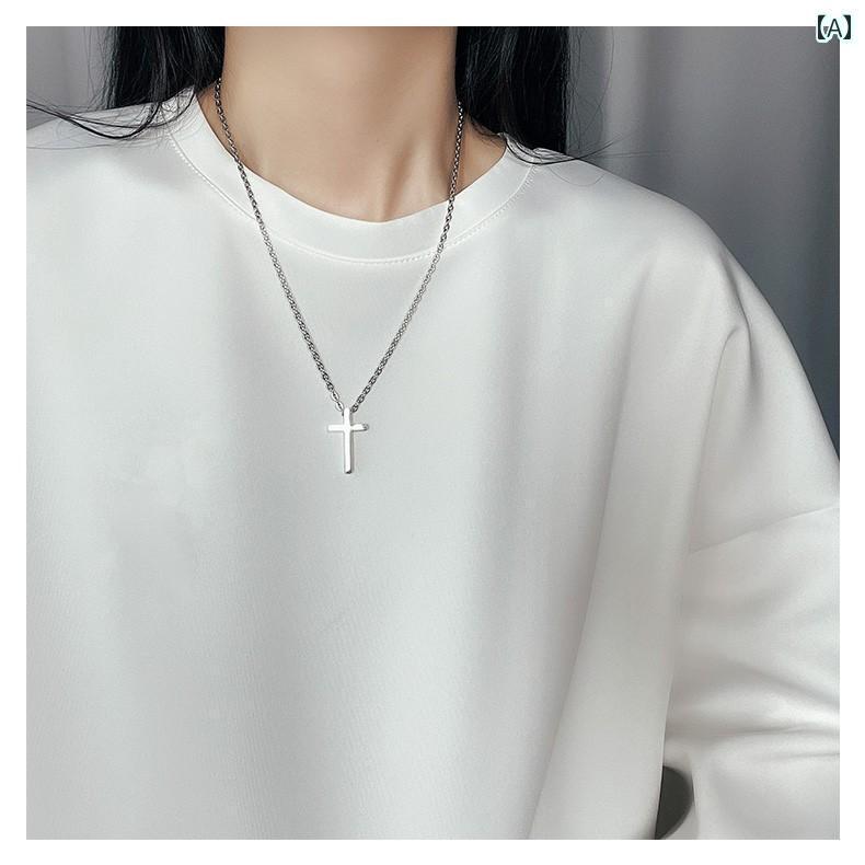 ネックレス　十字架　クロス の 925 スター リング シルバークロスペンダント メンズ レディースの カップル ネックレス 学生 シンプル 鎖骨 チェーン バレンタイン デー ギフト