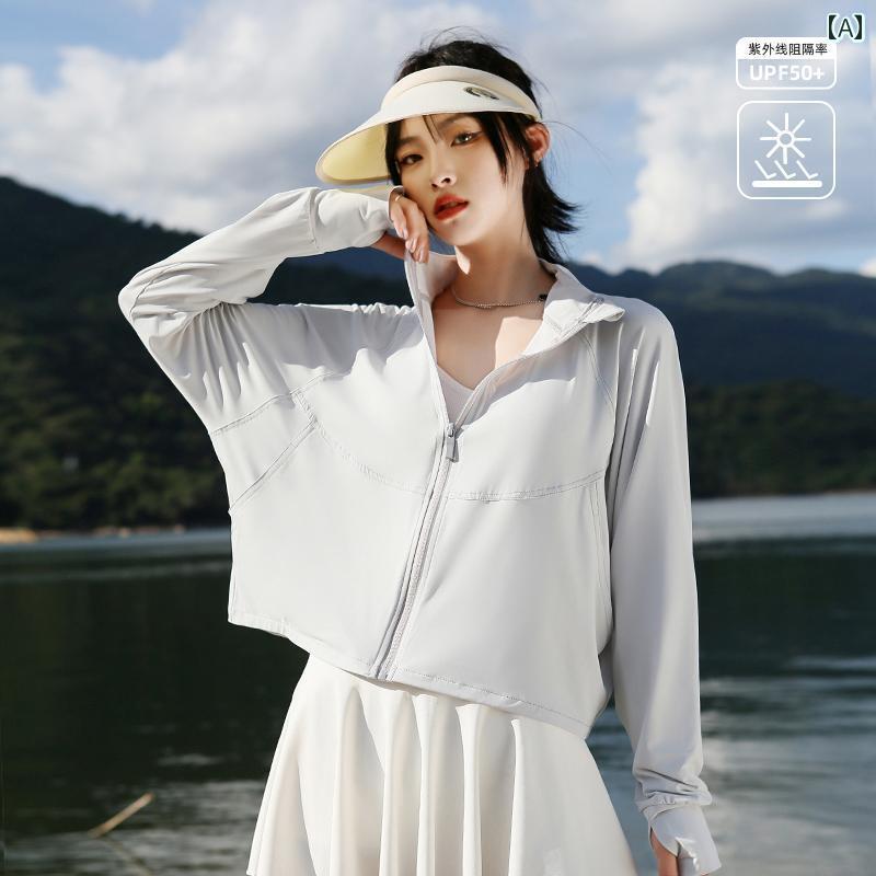 パーカー　薄手　カジュアル 夏の レディース 日焼け防止 服 冷感 糸 紫外線 防止 アウトドア スポーツ 通気性と 涼しさを 備えた ショート ジャケット