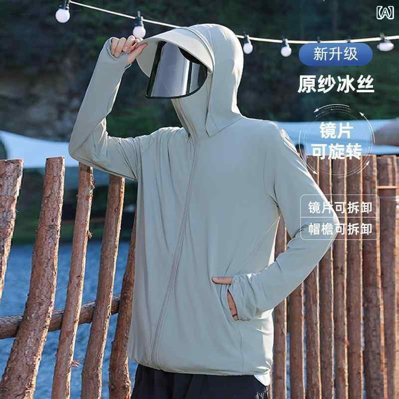 パーカー　薄手　カジュアル 夏 用 冷感 糸 日焼け防止 服 メンズ アウトドア 回転 レンズ 軽量 通気性 釣り ジャケット ブラウス