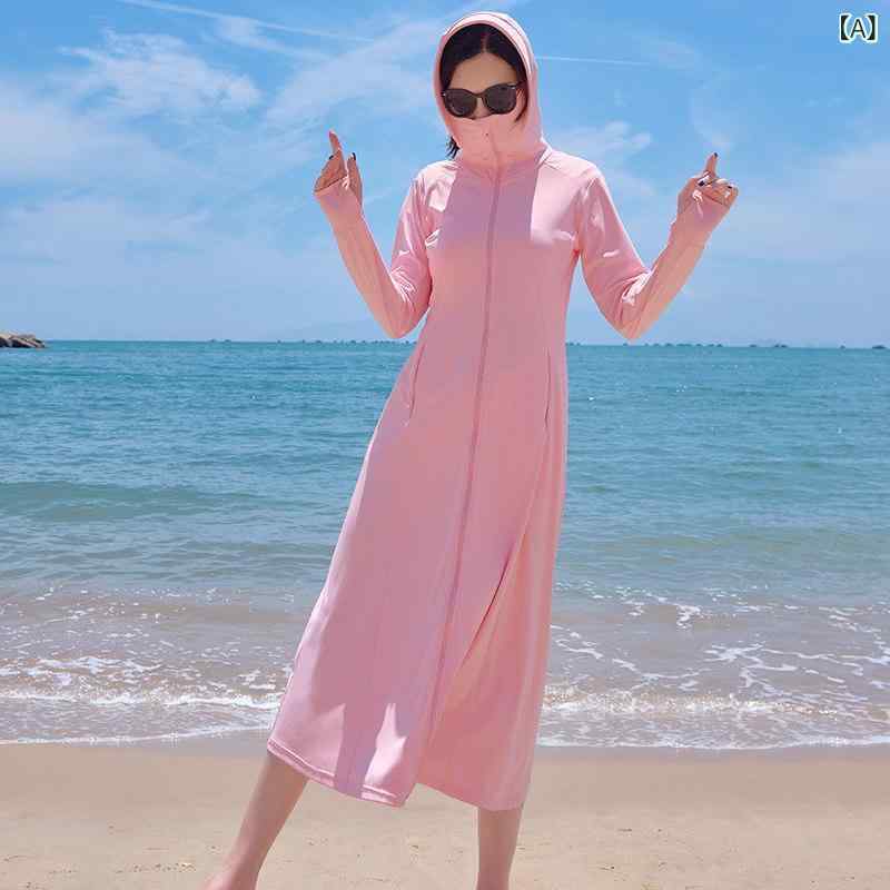 パーカー　薄手　カジュアル 日焼け防止 服 レディース 夏の新 フード付き ロング 膝上 紫外線対策 冷感 通気性 薄手 コート 7,093円