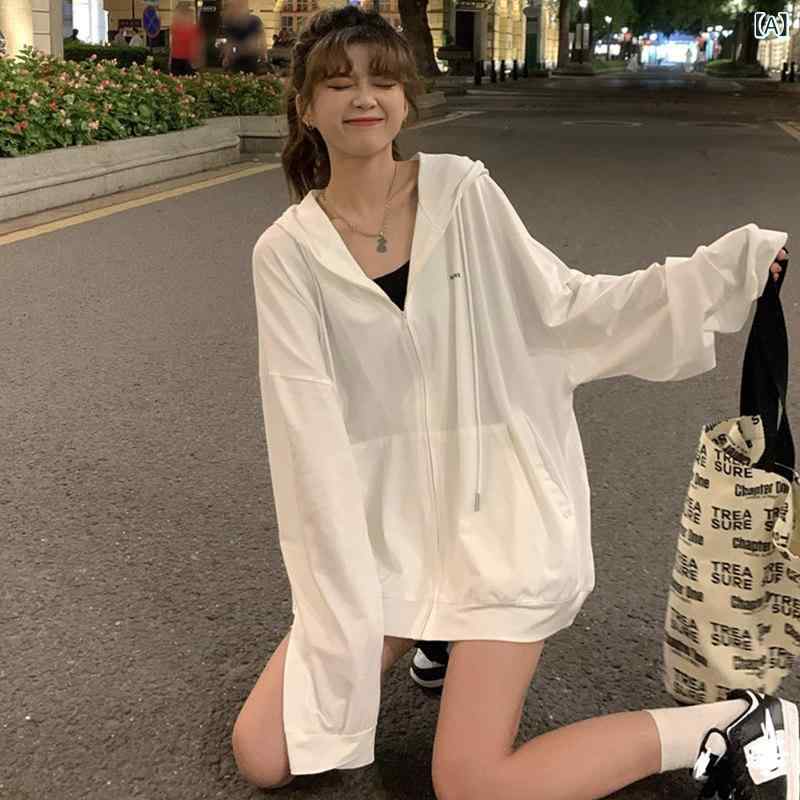 パーカー　薄手　ジャケット 女の子 夏服 2025年 中学生 ゆったり カジュアル 紫外線 防止 ジャケット 薄手 日焼け防止 服