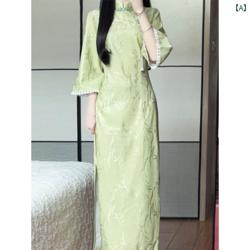 ドレス　レディース　チャイナドレス 大きいサイズ 婦人服の 春の 太った mm 痩せた 新型 チャイナ風 若見え チャイナ ドレス 高級 スリム