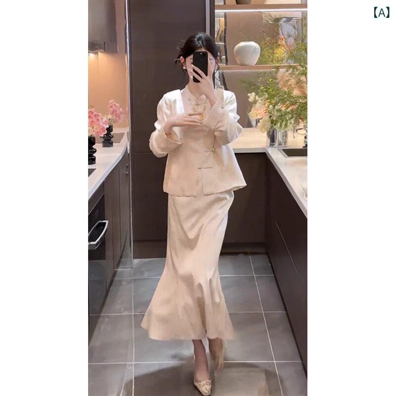 ドレス　レディース　チャイナドレス 春服 高級 服 大きめ サイズ 太い mm チャイナ ドレスの チャイナ風 スーツ スカートの 完全な セット