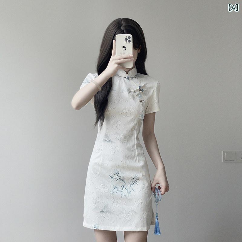 ドレス　レディース　チャイナドレス 亭 月 玲 チャイナ ドレス 2025 新型 若手 民族 風 女子 春夏 チャイナ風小