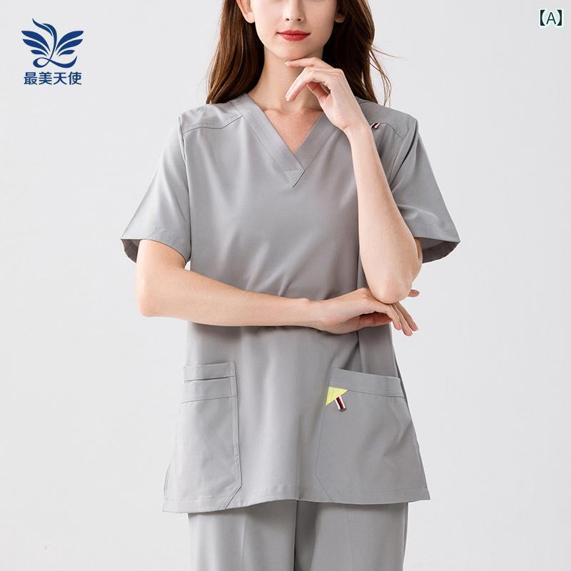 作業服　美容　医療 速乾 手洗い 服 夏用 女性用 薄手 半袖 歯科 医院 美容院 医者 手術 作業着
