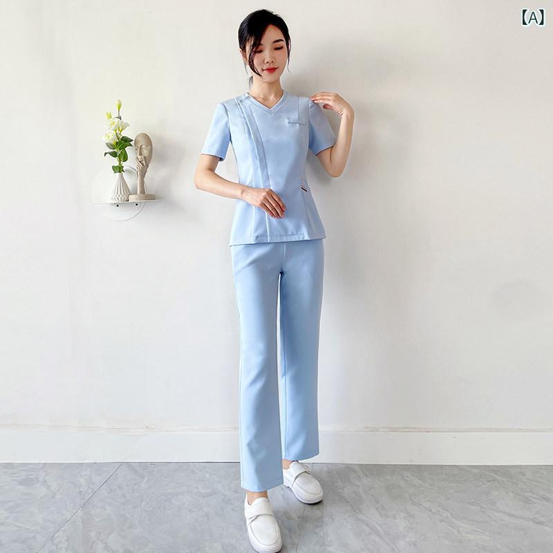 やり方服 美容 診療 韓国 美容 診療所 半袖 看護 外科手術 室 やり方着 男女 伸縮性 口 愛玩動物 診療 制服
