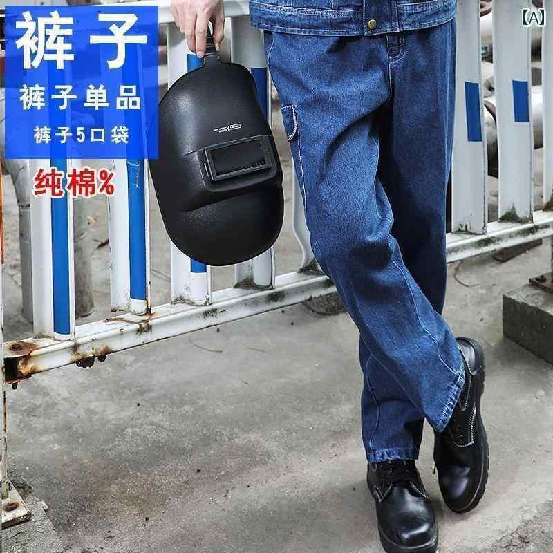 作業着　メンズ　ワーク 溶接 オーバー オール デニムスーツ メンズ 長袖 ポリエステル 綿 厚手 火傷防止 耐摩耗 ゆったり 作業 保護 作業着