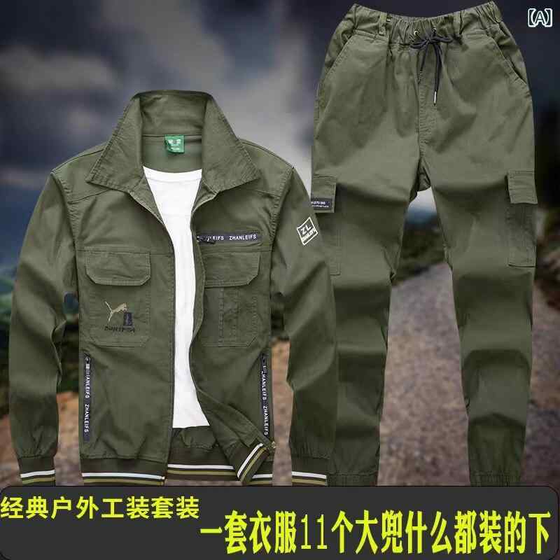 作業服　メンズ　ワークウェア 夏 弾性 作業着 スーツ 男性 労働 保護 服 耐摩耗 薄型 長袖 溶接 熱傷 防止 工場 ワークショップ