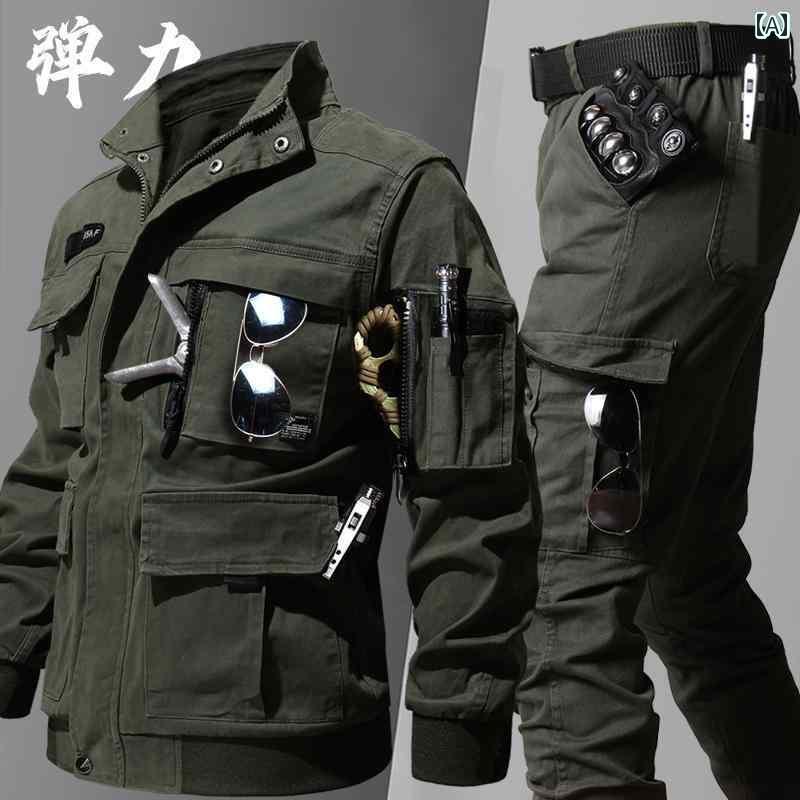 進め方服 メンズ 細工物御召しもの 弾力性 綿 耐摩耗 肉体労働 防御すること 服 進め方着 擬装 上衣 朦朦たる 日月 成人男性 軍事 読み合わせる