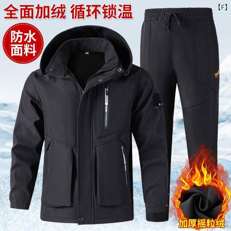 作業服　メンズ　ワークウェア 冬 作業着 メンズスーツ 裏起毛 厚手 迷彩 防水 暖かい 屋外 建設 工場 労働 保護
