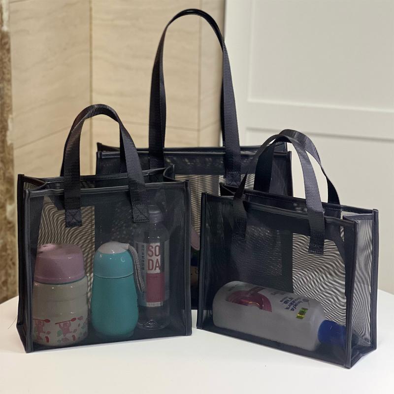 Tote bag, women's, large capacity, transparent mesh bag, handbag, shoulder bag, beach bag, shopping bag, gym bag, yoga bag, mother's bag, commuting, lightweight, breathable, mesh, durable, simple, casual, sporty, wide gusset, light travel