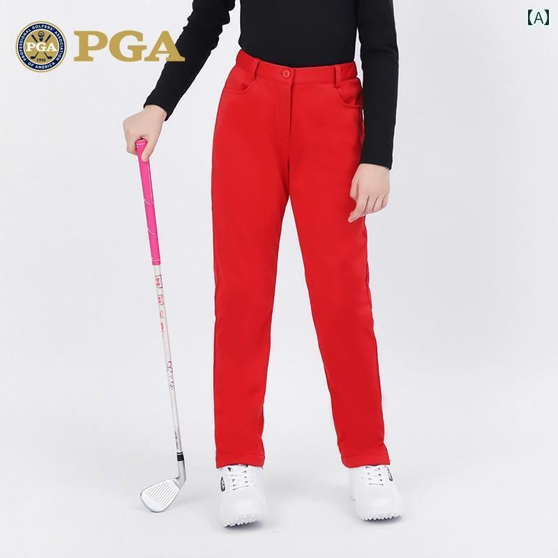 ゴルフ　ウェア　子供 PGA 子供用 ゴルフウェア 厚手 裏起毛 秋冬用 パンツ スポーツ 女の子用 暖かい ズボン