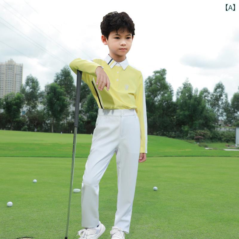 ゴルフ ウェア スポーツ ZG 6 ゴルフ 服 少年 少女 ユニフォーム スポーツ スーツ 長袖 黄色 Tシャツ トップ 白|SEIYUショップ