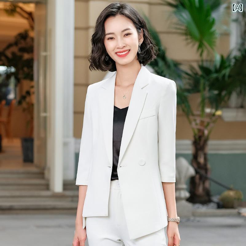 レディース 心地好い 御召しもの レディース 夏の 薄っぺら 背広 上衣 美容院の 御役目 服 労働者階級の 御姫様 飛び切り フォーマルスーツ