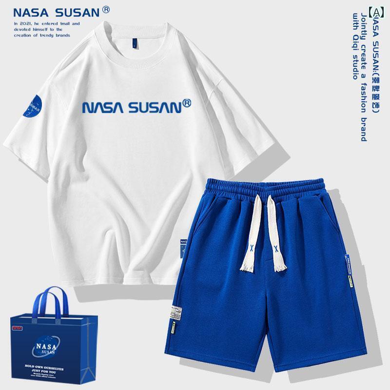 レディース　カジュアル　ウェア ナサ 共同 夏 スポーツ スーツ メンズ ゆったり コットン 半袖 ショート パンツ ティーンエイジャー セット