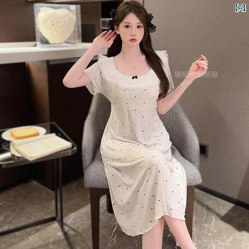 レディース　インナー　サスペンダー な スタイル 胸 パッド 付き ナイト ドレス レディース 夏 クール モダール レース フレンチ パジャマ ホーム アンチ 凸 ポイント