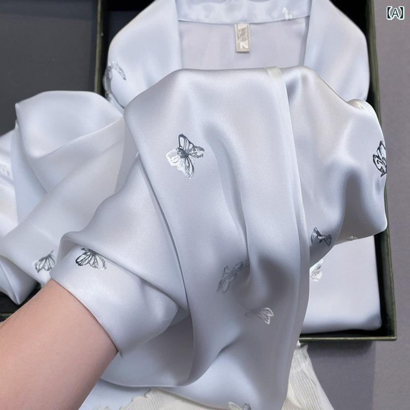 レディース　ツーピース　シルク 【 シルク 桑 絹】 軽い 高級 パジャマ レディース 春秋 ホーム 服 スーツ ジャカード スイート 長袖