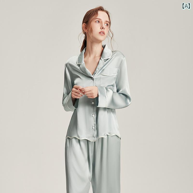 レディース　ツーピース　シルク 2025 春秋 シルクパジャマ レディース 夏 ホーム 服 長袖 100 % マルベリー シルク 高級 ツーピース セット