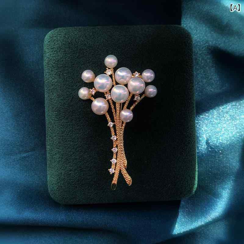 アクセサリー　パール　ジュエリー 花 歌 ビッグ 同 スタイル オーロラ 淡水 パールブローチ コサージュ コート アクセサリー 女性 新年の 贈り物