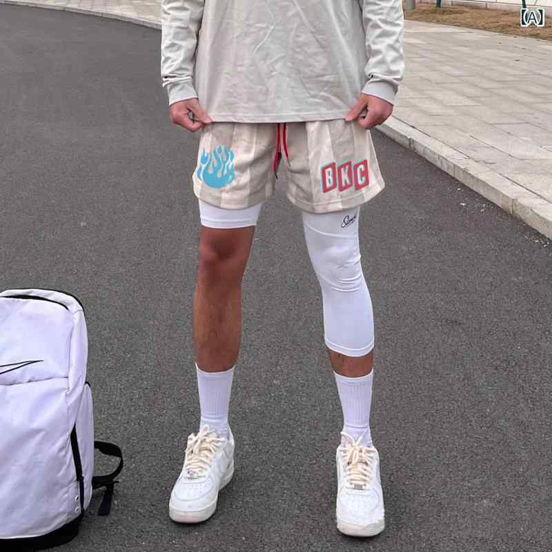 フィットネス　タイト　ウェア アメリカン ショーツ メンズ バスケットボール 夏 冷感 通気性 フィットネス トレーニング パンツ レトロ メッシュ スポーツ