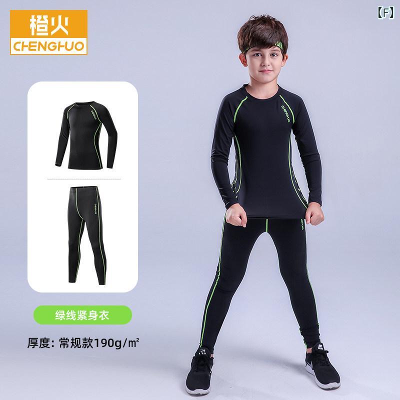 メンズ　フィットネス　タイト　 子供用 タイツ トレーニング スーツ 秋冬 スポーツ ウェア バスケットボール フットボール 速乾 ボーイズ フィットネス