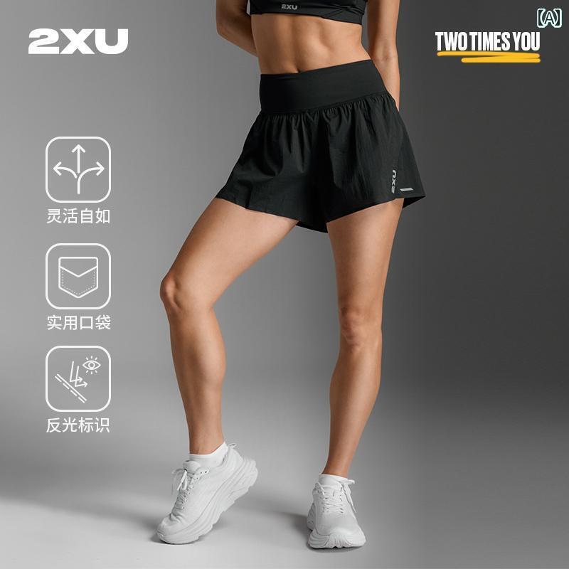 スパッツ　フィットネス　スポーツ 2 XU エアロシリーズ ツー イン ワン ハイウエスト レディース ランニング マラソン コンプレッション パンツ 速乾 軽量 織り スポーツ ショーツ