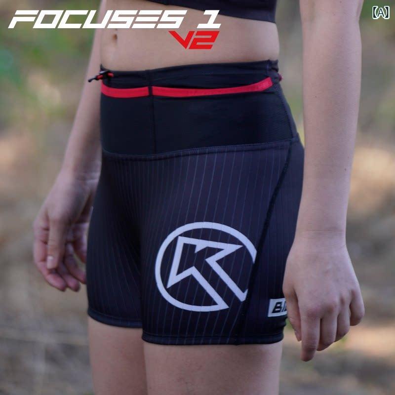 フィットネス　パンツ　タイト BIGK FOCUSES 1 V 2 女性用 マラソン クロス カントリー ランニング 速乾 タイト コンプレッション ショーツ