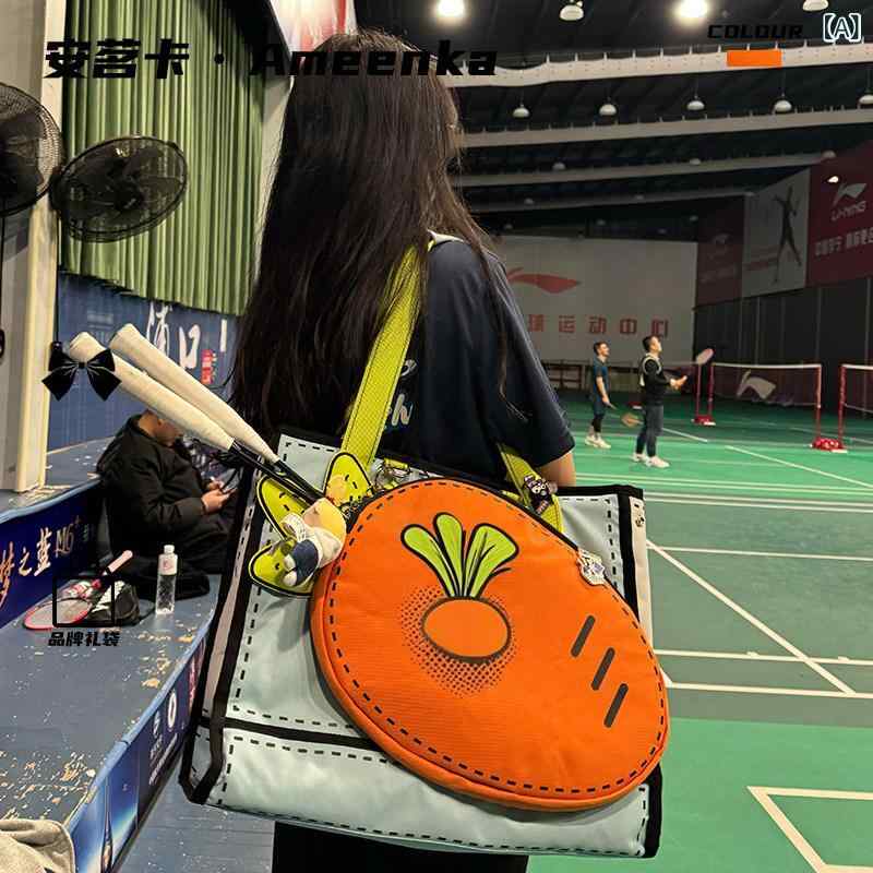 レディース　バッグ　ハンド Ameenka キャロット バッグ大容量 トートバッグ レディース スポーツ バドミントン テニス ラケット バッグ かわいい ショルダーバッグ