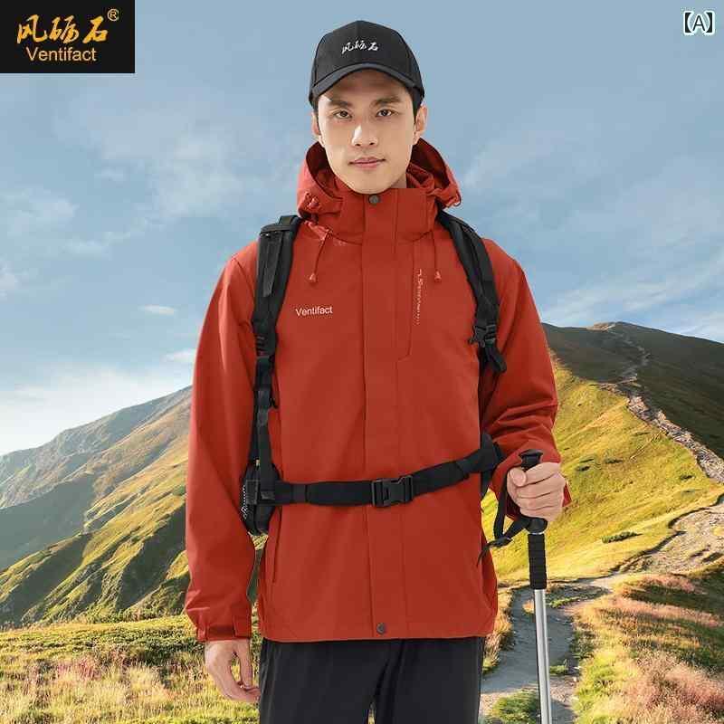 パーカー　メンズ　ジャケット 朱雀 レッド アサルト ウィンドブレーカー レディース スリーインワン 2024 登山 服 秋冬 裏起毛 厚手 防風 ジャケット メンズ