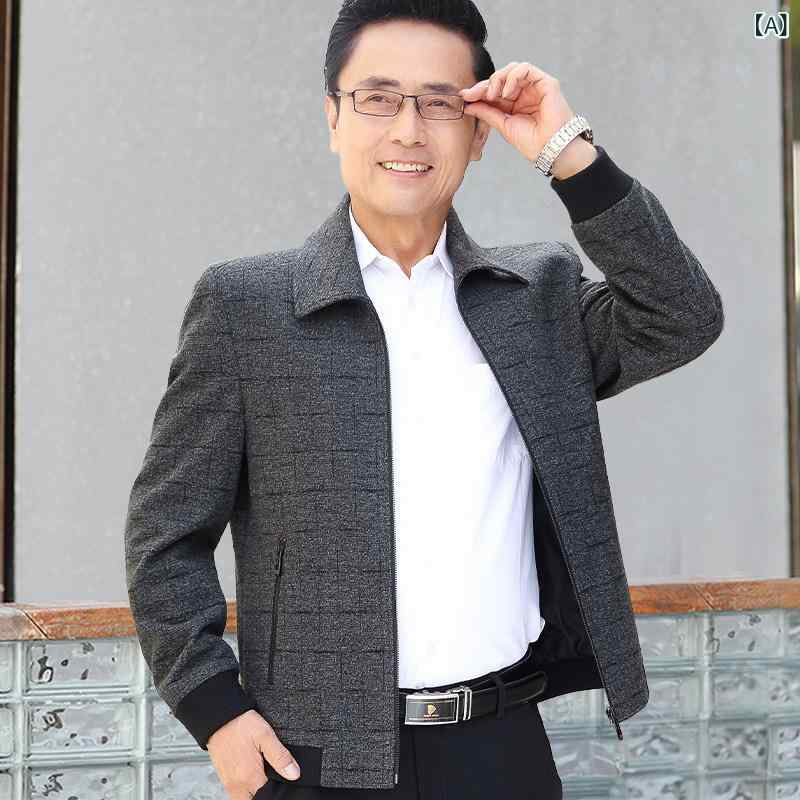レディース　トップス　カジュアル お父さん 秋 アウター スーツ 中年 ジャケット 男性 50歳お父さん 60歳 服 70歳おじいちゃん 春秋 トップス