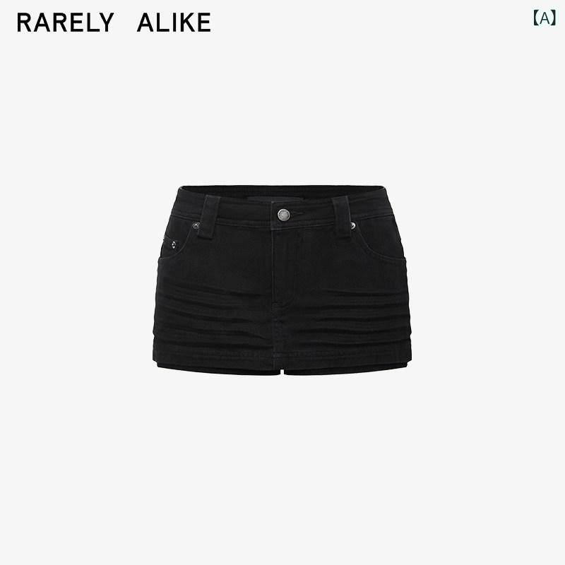 レディース スコート 愛くるしげ RARELY ALIKE ツーウェイ 立体 シワ 産業 不都合 細工物御召しもの ミニ スコート 黒いこと / カーキ赤銅色 カーキ緑であること