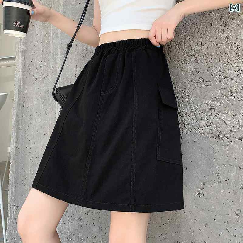 レディース　スカート　かわいい 大きいサイズ 黒 カジュアル ショート パンツ 女性用 夏 フェイク ツーピース スカート mm ハイウエスト スリム 5 ポイント ワイド レッグ